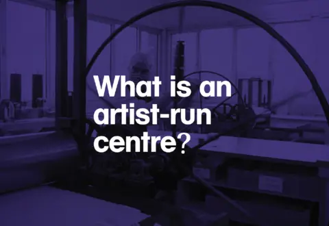"What Is an Artist-Run Centre?" - title of the video in white lettering on a purple background